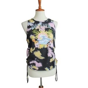 No Boundaries Black Tie Dye Tank Top Ocean Surf Drawstring Sides Size 11-13